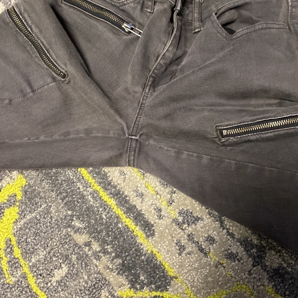 Madewell Multi Zip Dark Gray Wash SKINNY SKINNY Moto Low Rise Jeans EUC - Picture 6 of 7